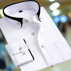 Long-sleeved shirt with contrast collar 1