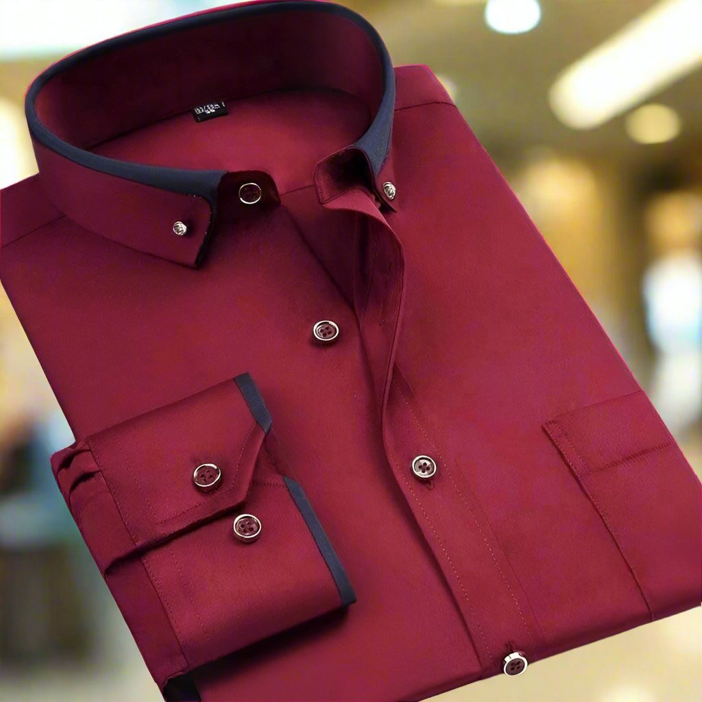Long-sleeved shirt with contrast collar 2
