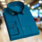 Long-sleeved shirt with contrast collar 6