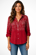 Matilda | Women Bandana Print Button Down Boho Blouse 0