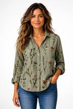 Matilda | Women Bandana Print Button Down Boho Blouse 1