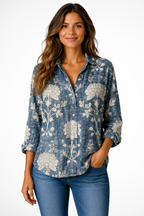 Matilda | Women Bandana Print Button Down Boho Blouse 2