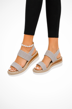 Matilda | Women Orthopedic Elastic Strap Espadrille Wedge Sandals 10