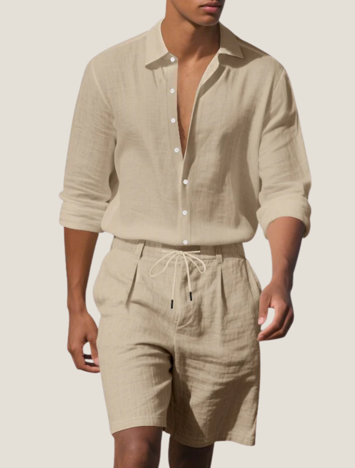 Mens Breathable Linen Two Piece Set | Relaxed Summer Beach Outfit 1
