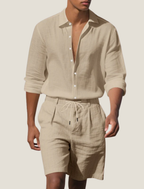 Mens Breathable Linen Two Piece Set | Relaxed Summer Beach Outfit 1