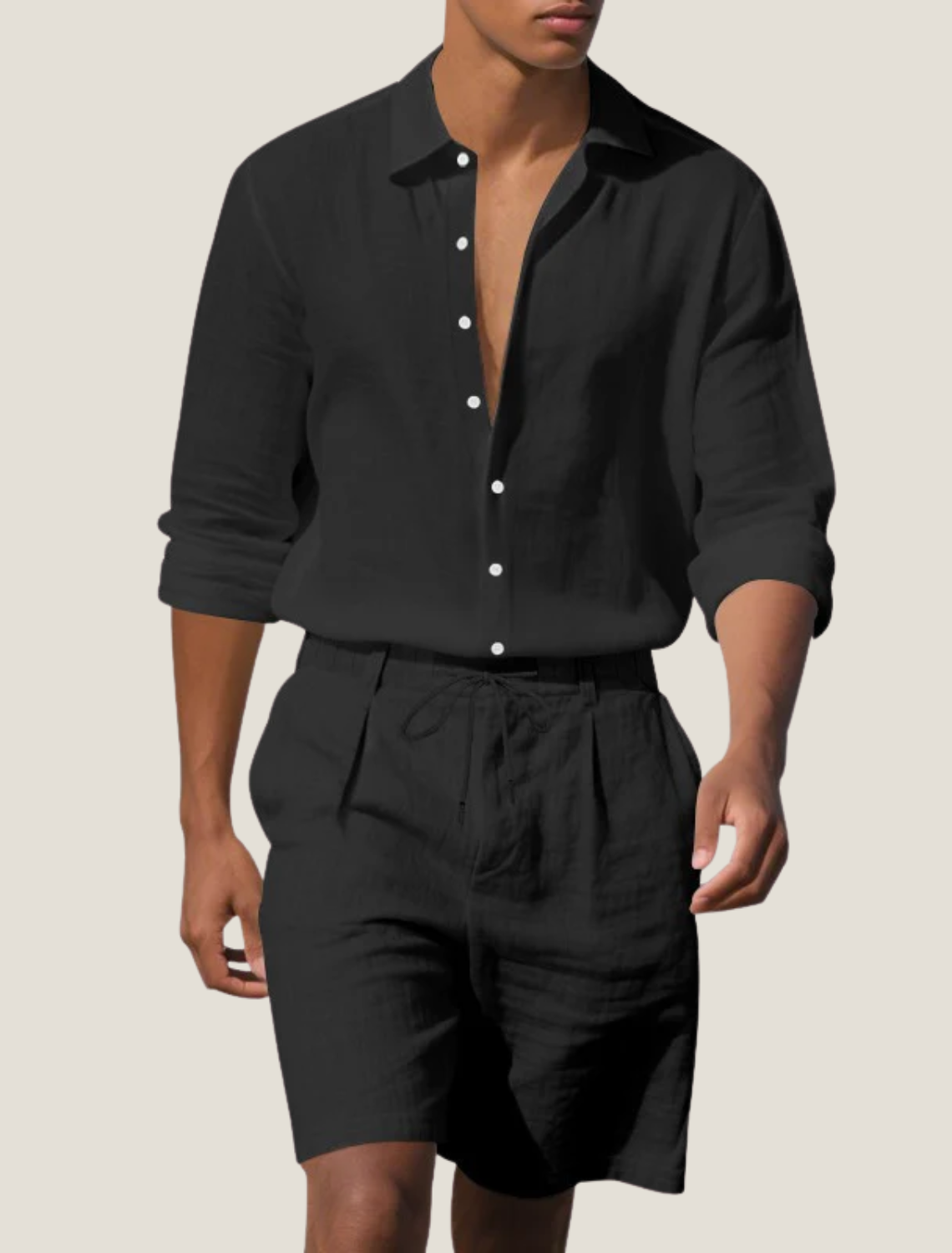 Mens Breathable Linen Two Piece Set | Relaxed Summer Beach Outfit 2