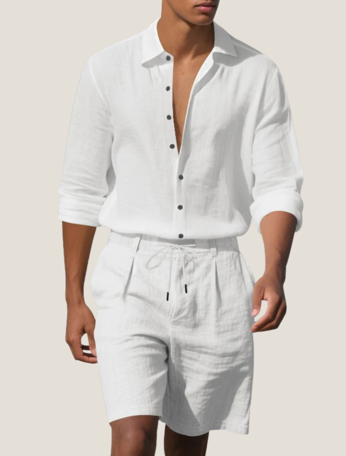 Mens Breathable Linen Two Piece Set | Relaxed Summer Beach Outfit 4