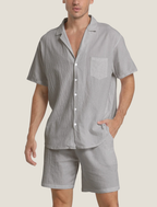 Mens Lightweight Woven Summer Set | Relaxed Short Sleeve Shirt and Drawstring Shorts 5
