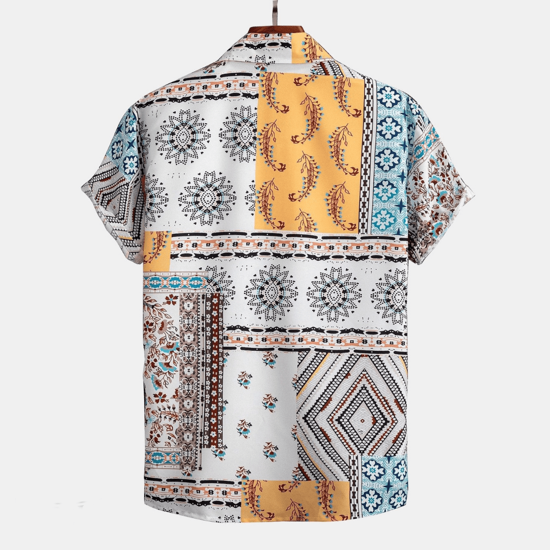 Mens Printed Cotton 2 Piece Set | Casual Short Sleeve Shirt and Drawstring Shorts for Summer 3