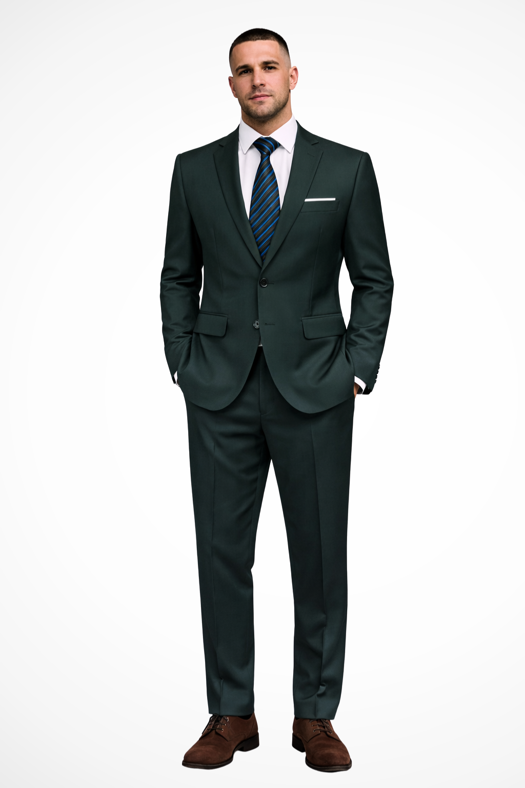 Mens Tailored Fabric Wedding Suit | Elegant Notch Lapel Blazer and Slim-Fit Trousers 5