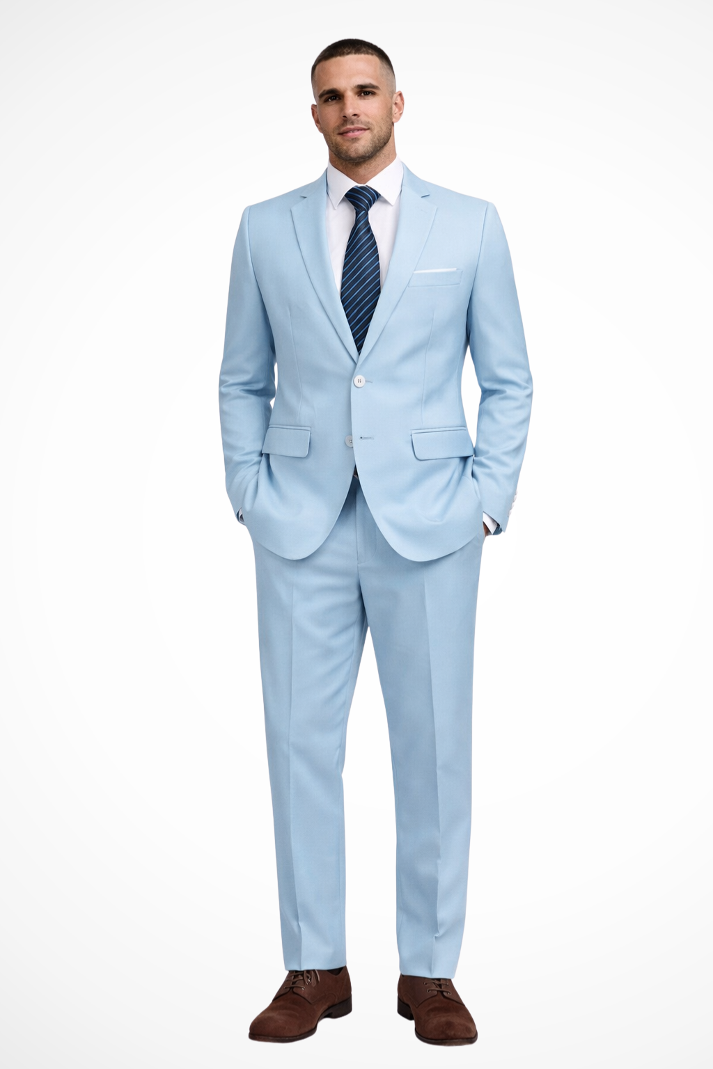 Mens Tailored Fabric Wedding Suit | Elegant Notch Lapel Blazer and Slim-Fit Trousers 6