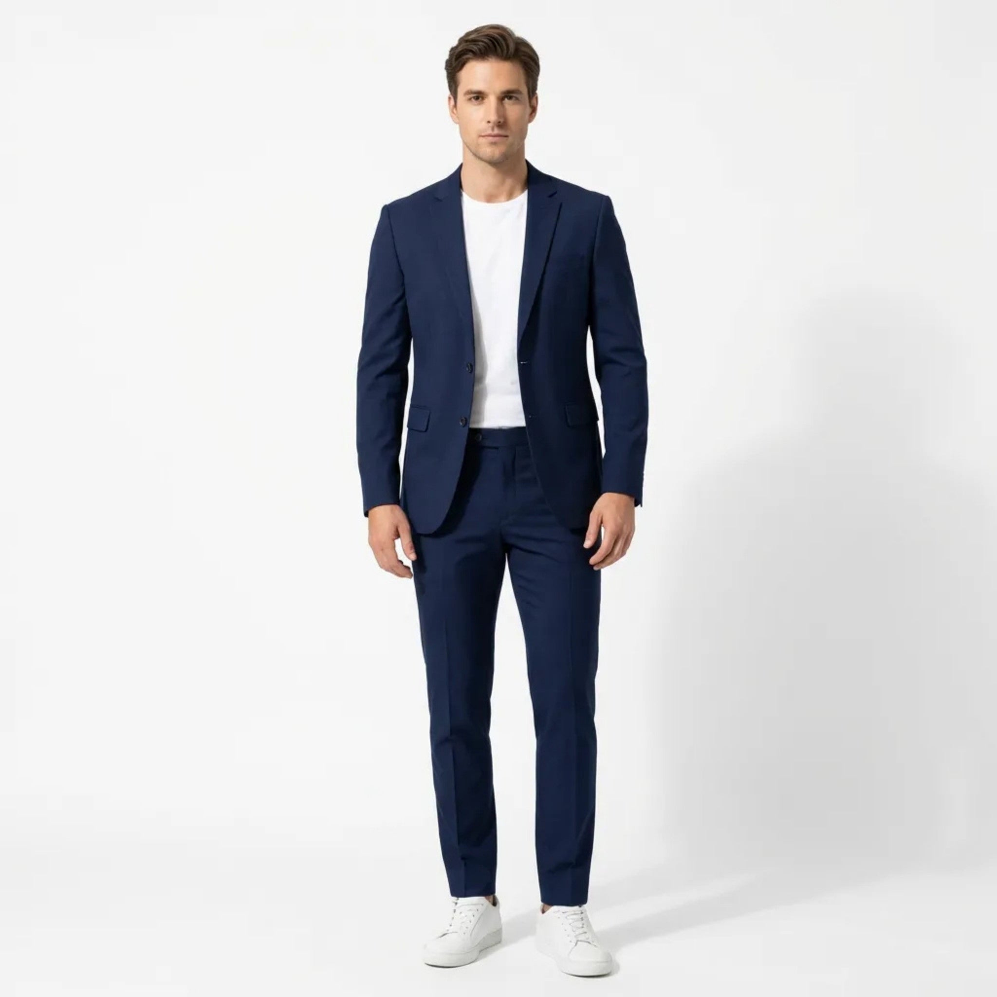 Mens Tailored Woven Suit Set | Classic Formal Black Suit Jacket and Trousers 4