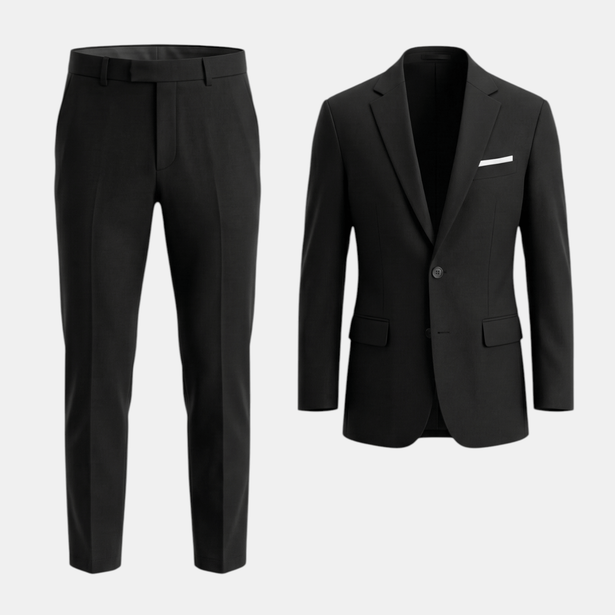 Mens Tailored Woven Suit Set | Classic Formal Black Suit Jacket and Trousers 6