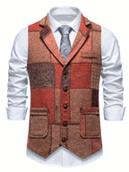 Men's Tweed Spike Pattern Vest | Structured Tailored Fit for Formal Occasions 4