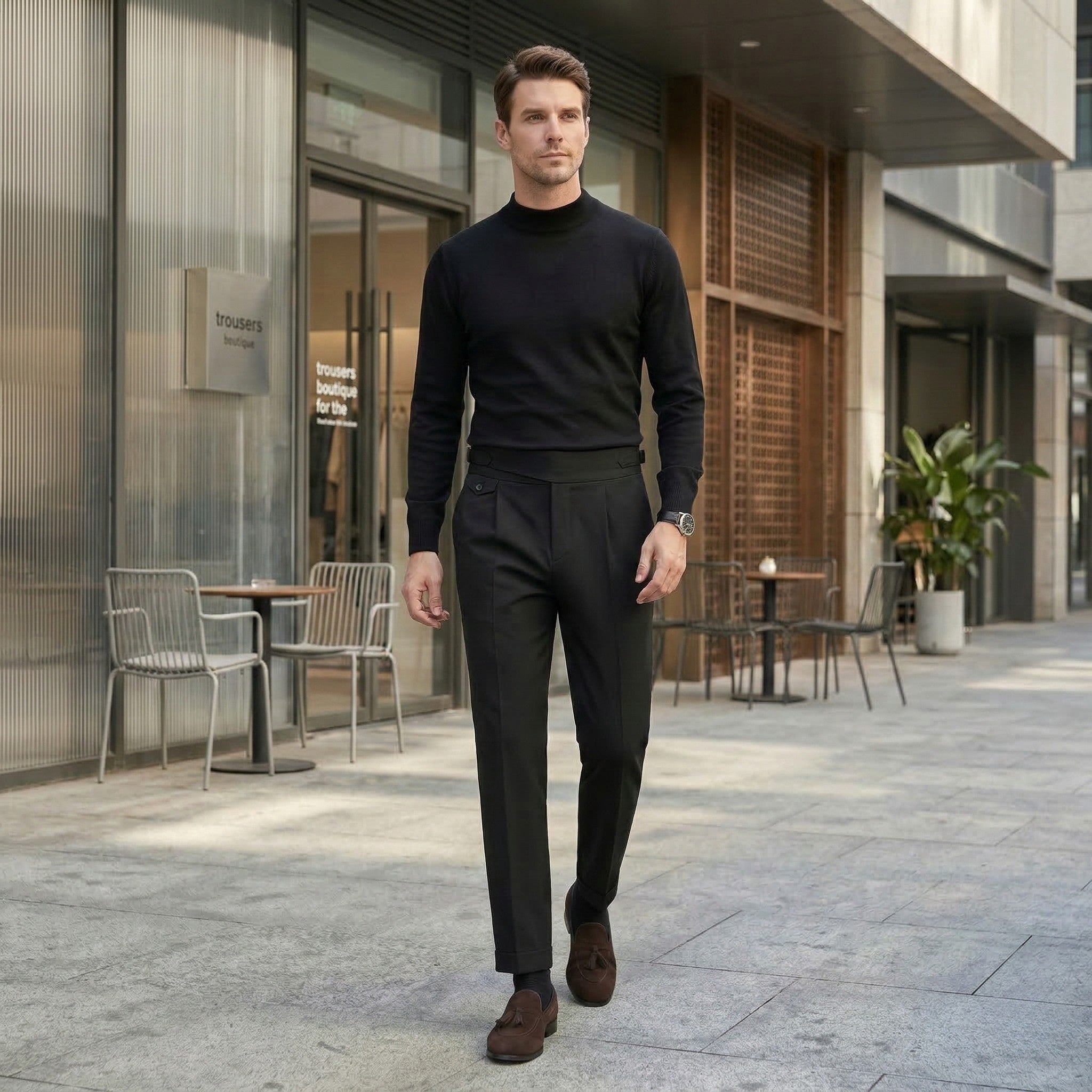 Mens Woven Cropped Suit Pants | Stylish Mid Waist Dress Trousers for All Seasons 3