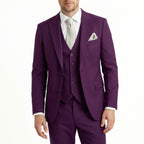 Men's Woven Fabric 3-Piece Suit | Elegant Single Breasted Wedding Attire 13