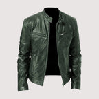 Men's leather jacket with stand-up collar 3