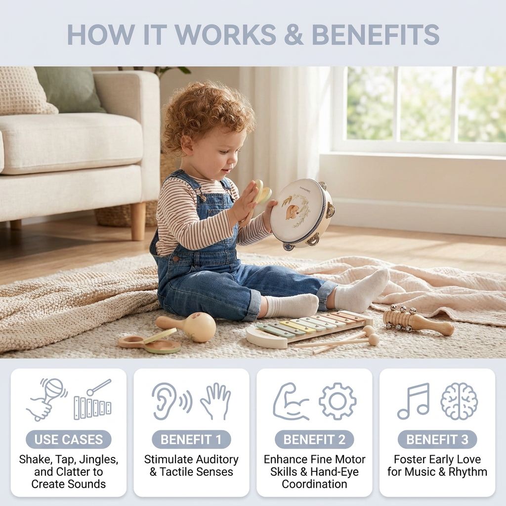 Montessori Wooden Musical Instruments Set for Babies – Sensory Learning Toy 2