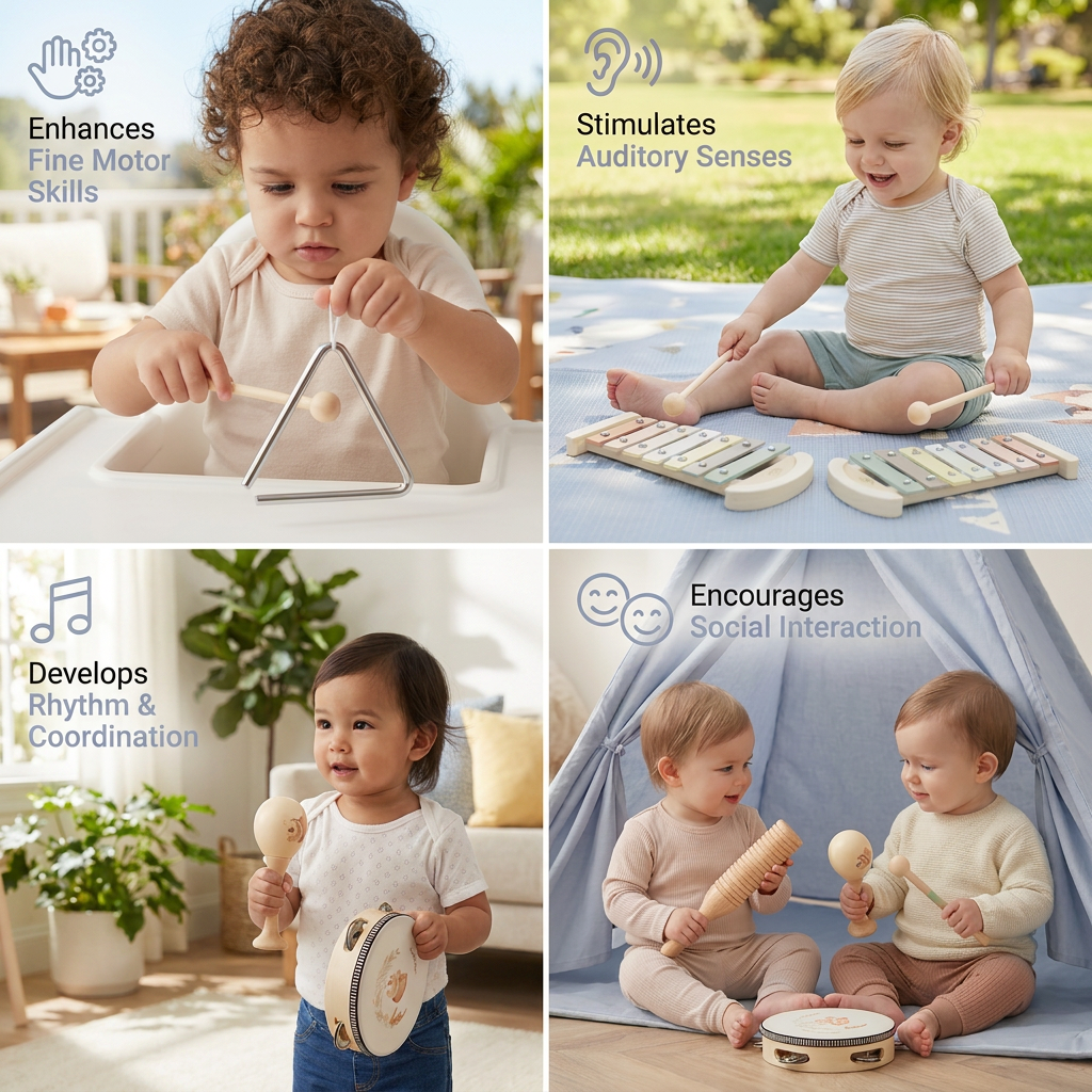 Montessori Wooden Musical Instruments Set for Babies – Sensory Learning Toy 4