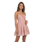 Vestido mini ligero con cuello halter para mujer | Elegante vestido de verano con volantes en capas