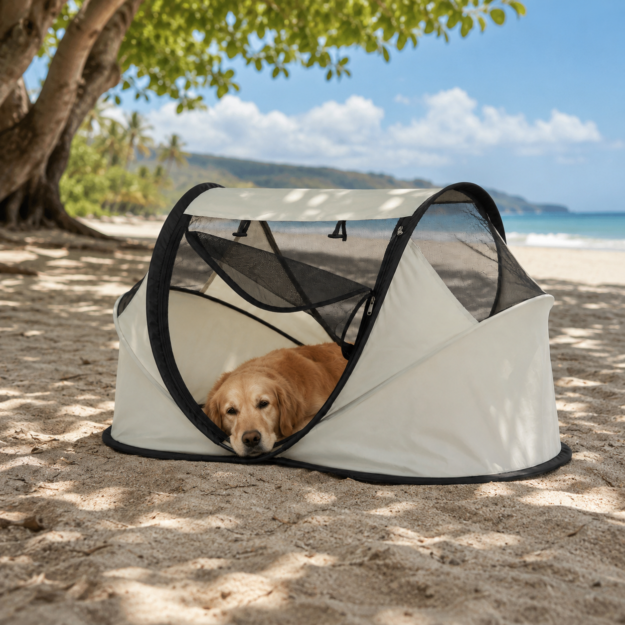 Pop-Up Dog Tent, Travel Crate, Foldable, Mesh, Dogs & Cats. Deze 4
