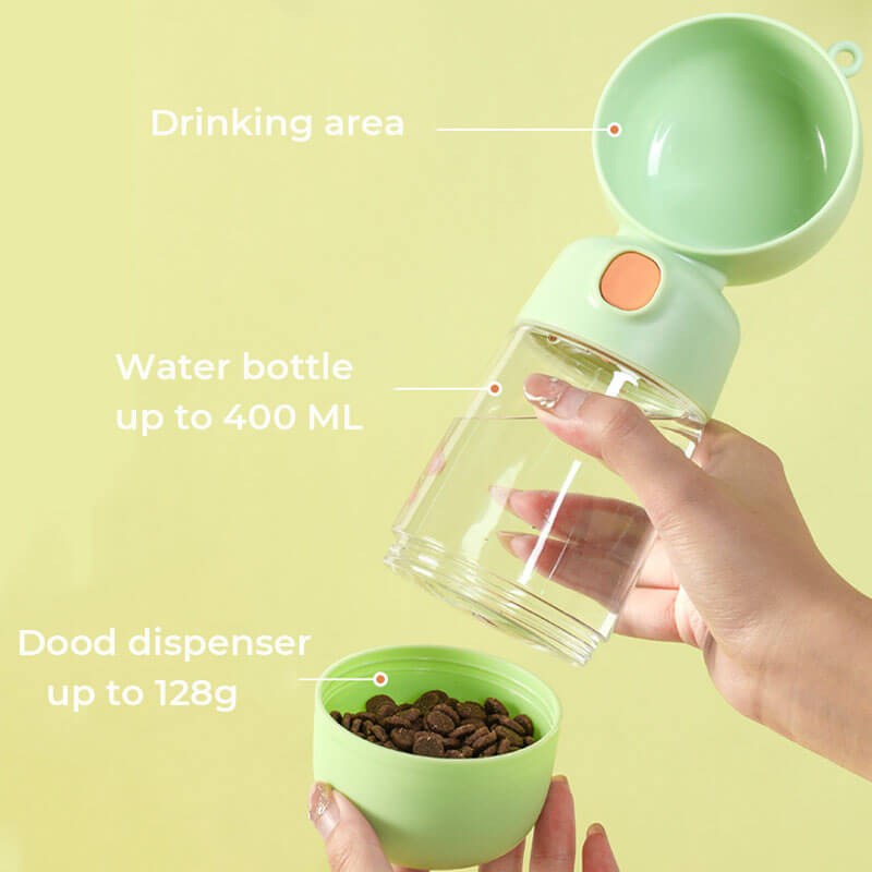 Portable Dog Water Bottle with Food Container for Walks Travel Hiking 3