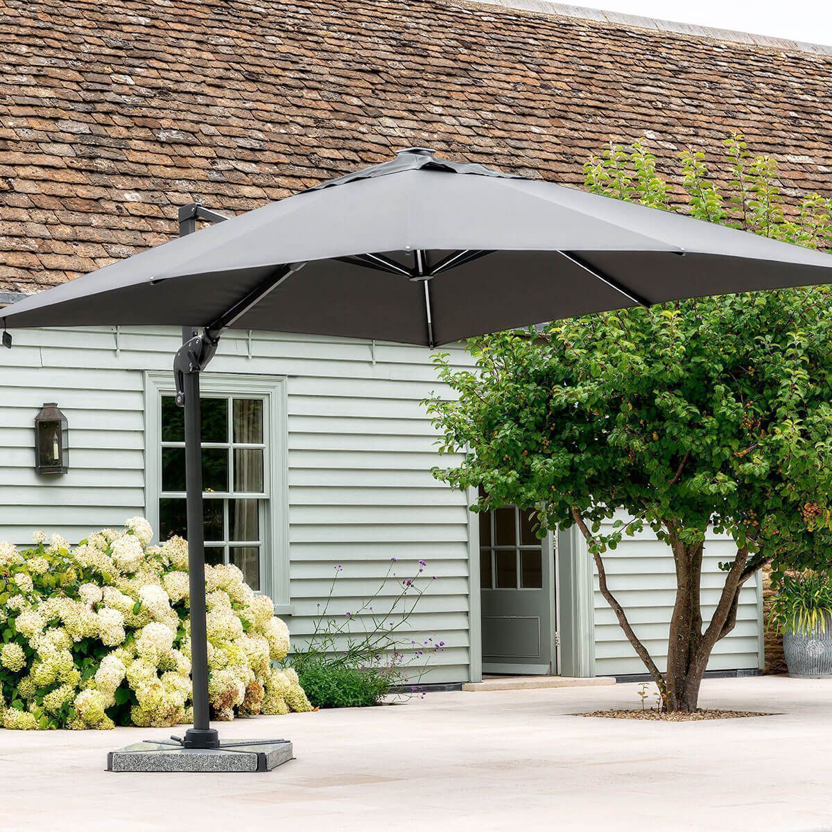 Premium 3m x 3m Cantilever Garden Parasol with LED Lights, 360° Rotation & Base Included 1