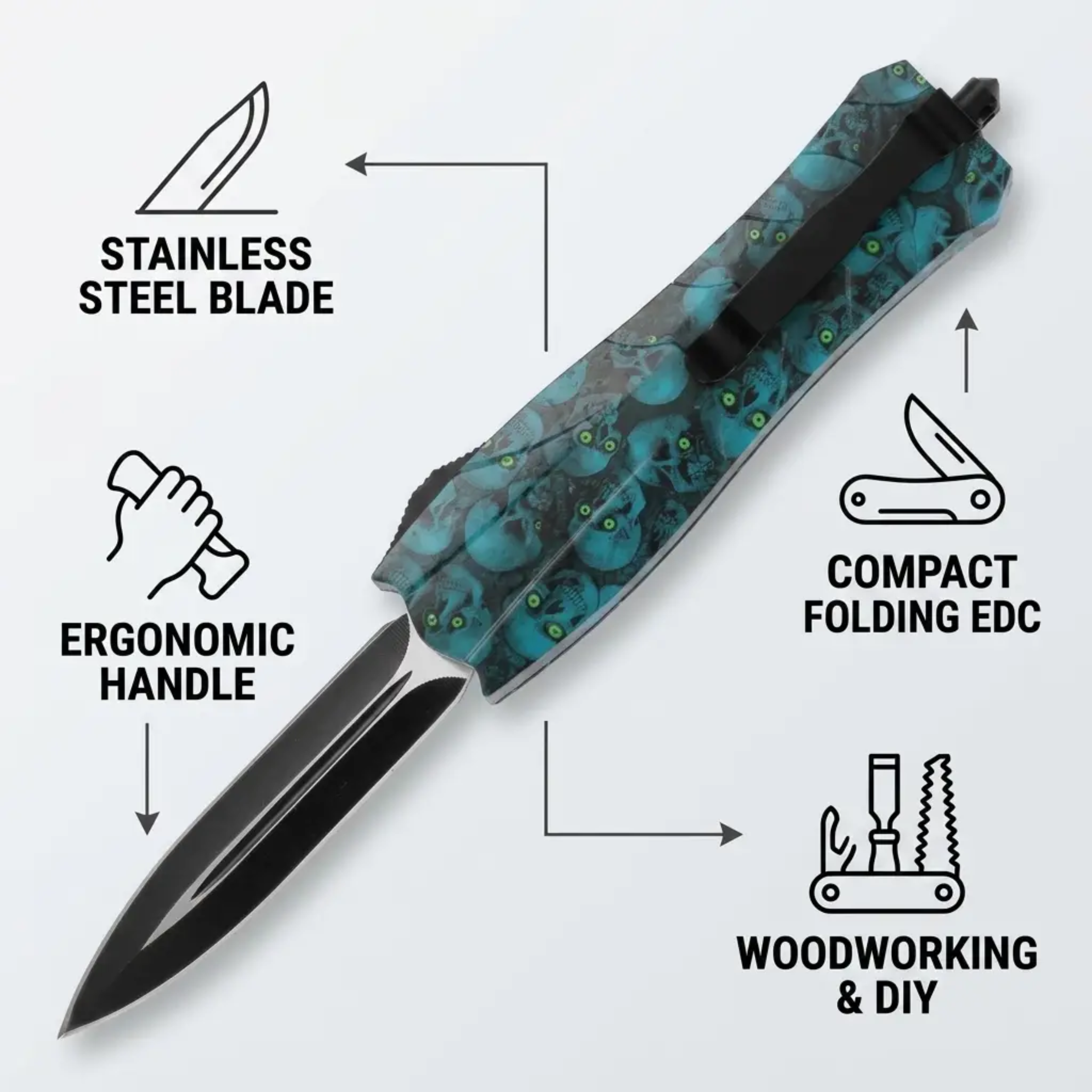 Premium Ergonomic EDC Multitool Self Defense Knife | Bowlift 2