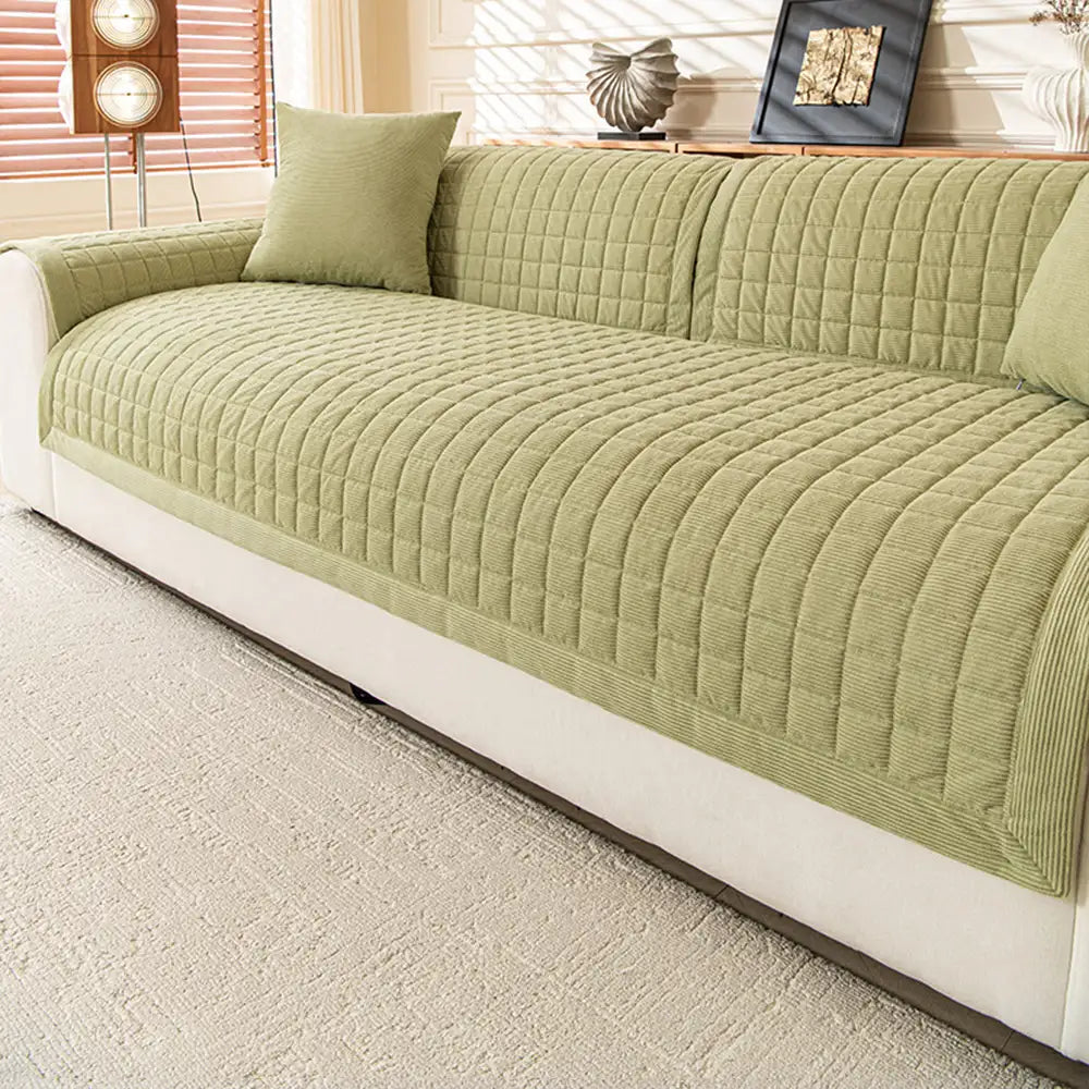Quilted Square Simple Comfortable Sofa Protector Non-Slip Couch Cover 0
