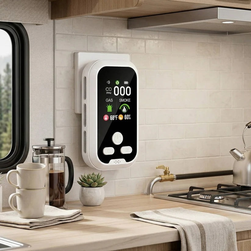 Rechargeable CO and Gas Detector with Smoke Alarm and LCD Display 0