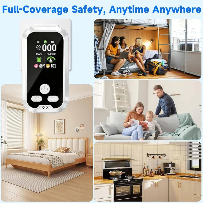 Rechargeable CO and Gas Detector with Smoke Alarm and LCD Display 3