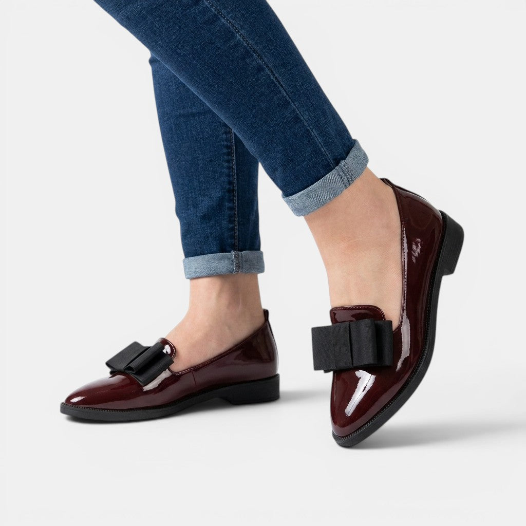 Womens Patent Leather Loafers | Elegant Pointed Toe Slip-On Shoes with Orthopedic Support 2