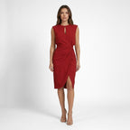 Vestido midi cruzado suave y fruncido para mujer | Elegante vestido de verano con mangas tipo capa