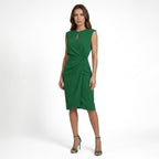 Vestido midi cruzado suave y fruncido para mujer | Elegante vestido de verano con mangas tipo capa