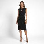 Vestido midi cruzado suave y fruncido para mujer | Elegante vestido de verano con mangas tipo capa