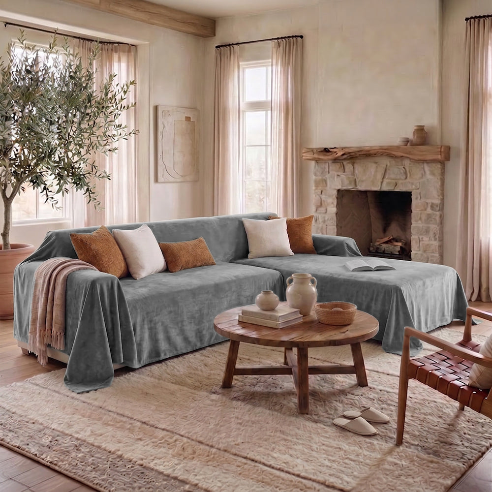 Soft and Waterproof Scratch-Resistant Non-Linting Throw  Sectional Couch Cover 1