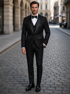 Men's Woven Fabric Suit Set | Tailored Three-Piece Formal Attire for Weddings
