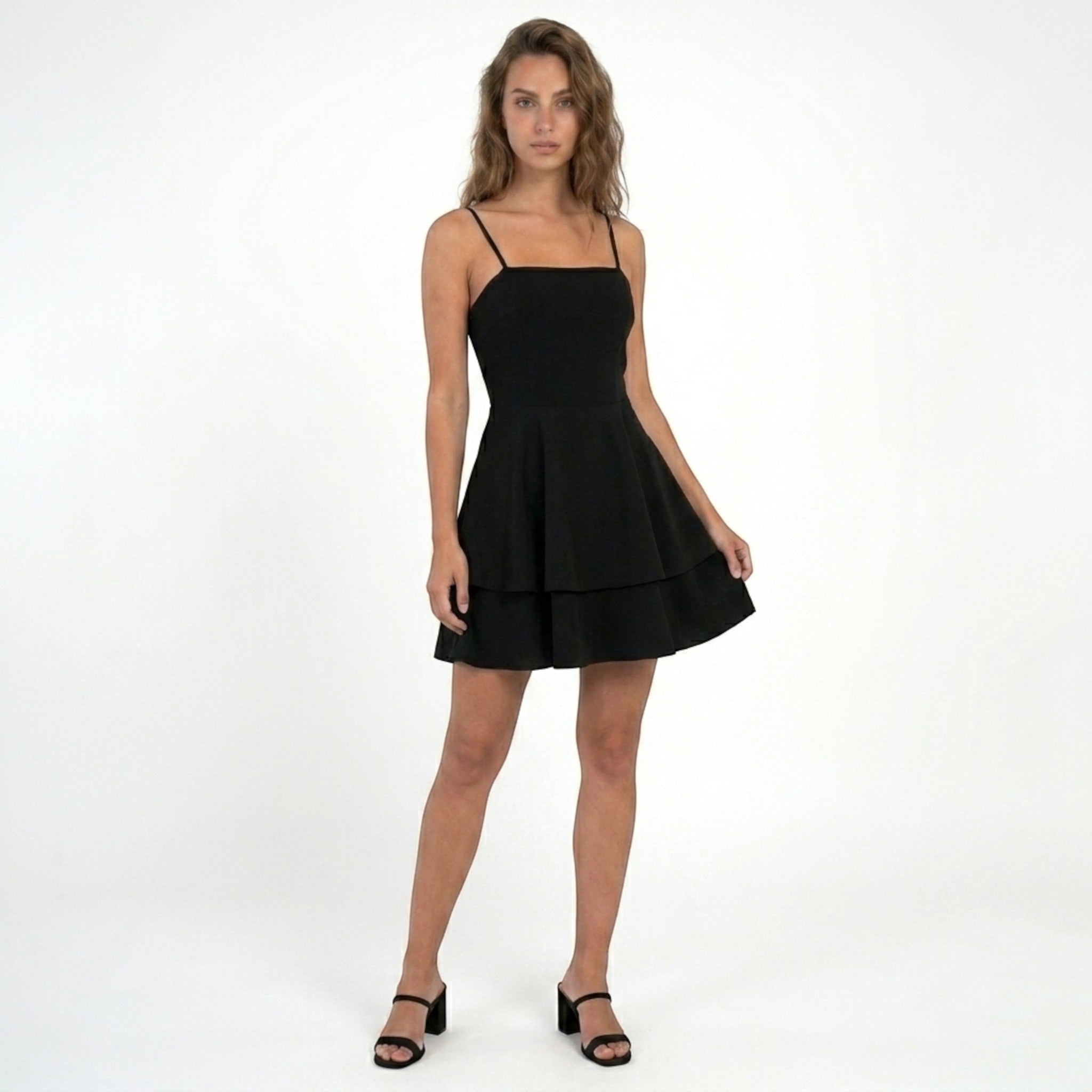 Women's Lightweight Strappy Tiered Mini Dress | Elegant Ruffle Summer Dress