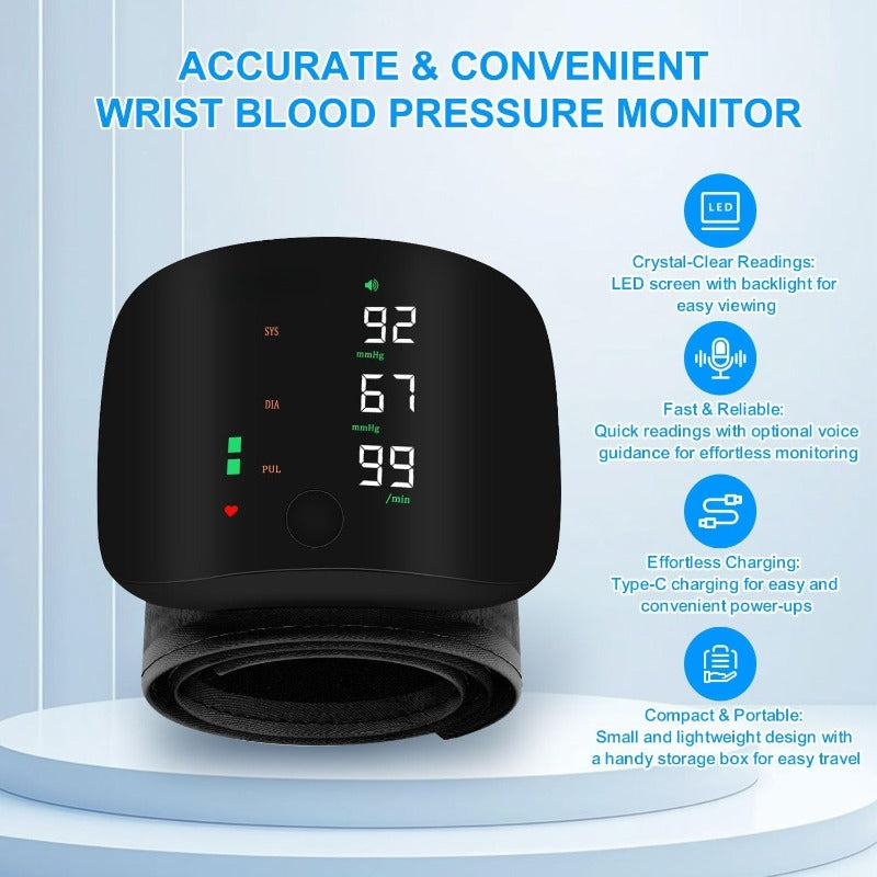 USB-C Rechargeable Wrist Blood Pressure Monitor Bowlift 1