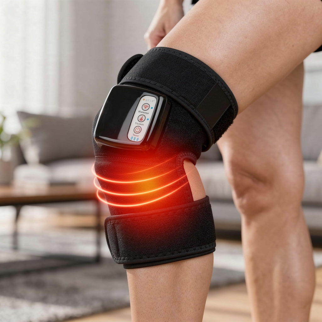 Unisex Adjustable Compression Knee Massager | Soothing Heat and Vibration Relief Device 2