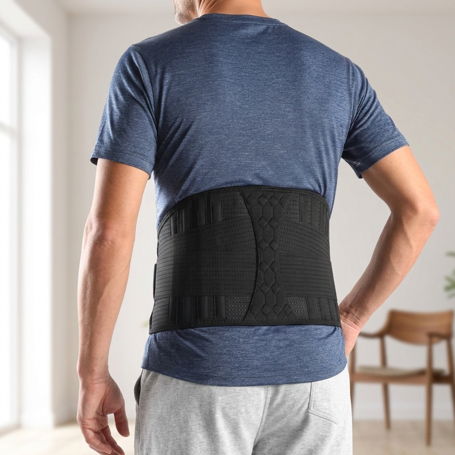Unisex Adjustable Mesh Lumbar Support Belt | Contoured Back Brace for Pain Relief 0