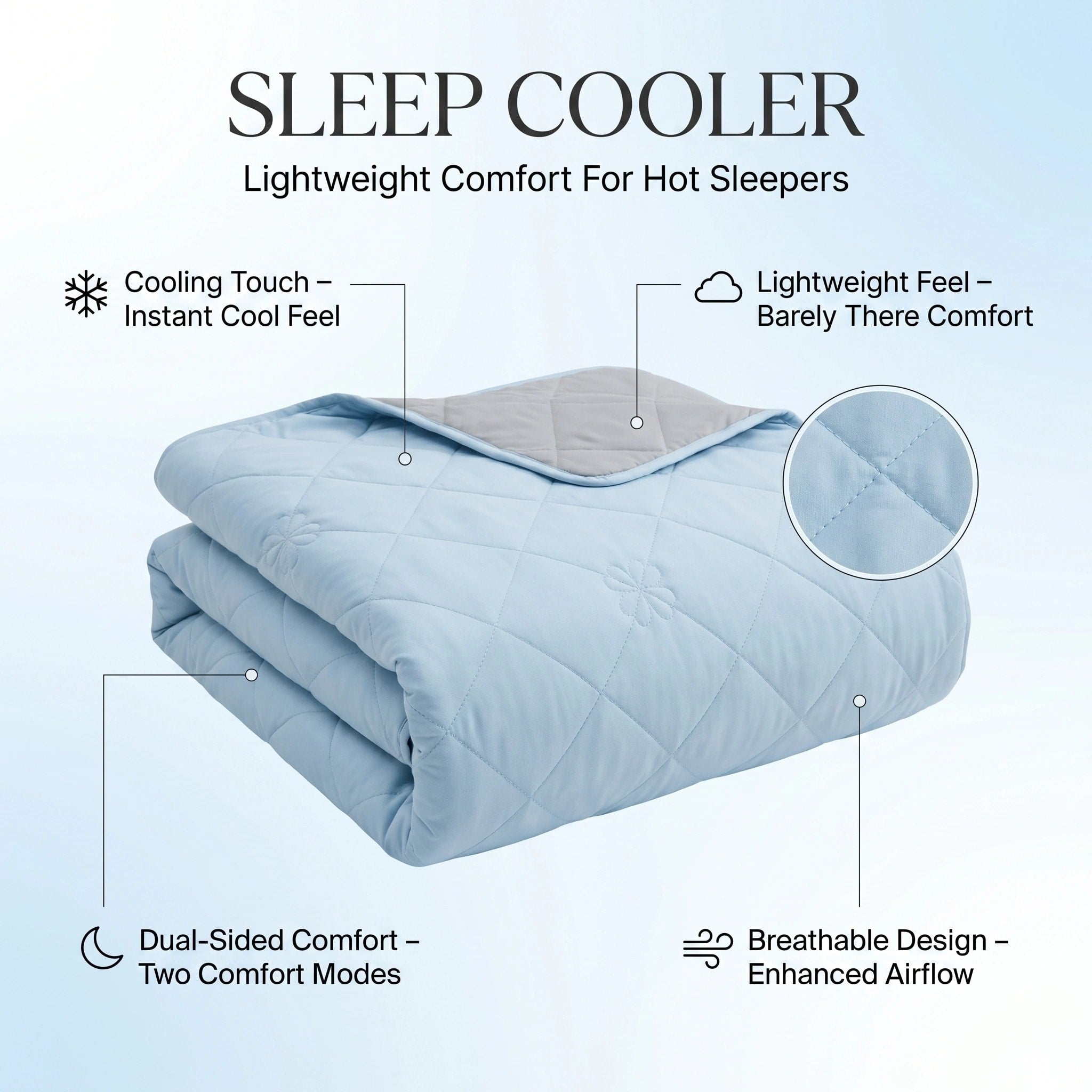 Unisex Breathable Cooling Fabric Blanket | Double-Sided Lightweight Summer Bed Cover 3