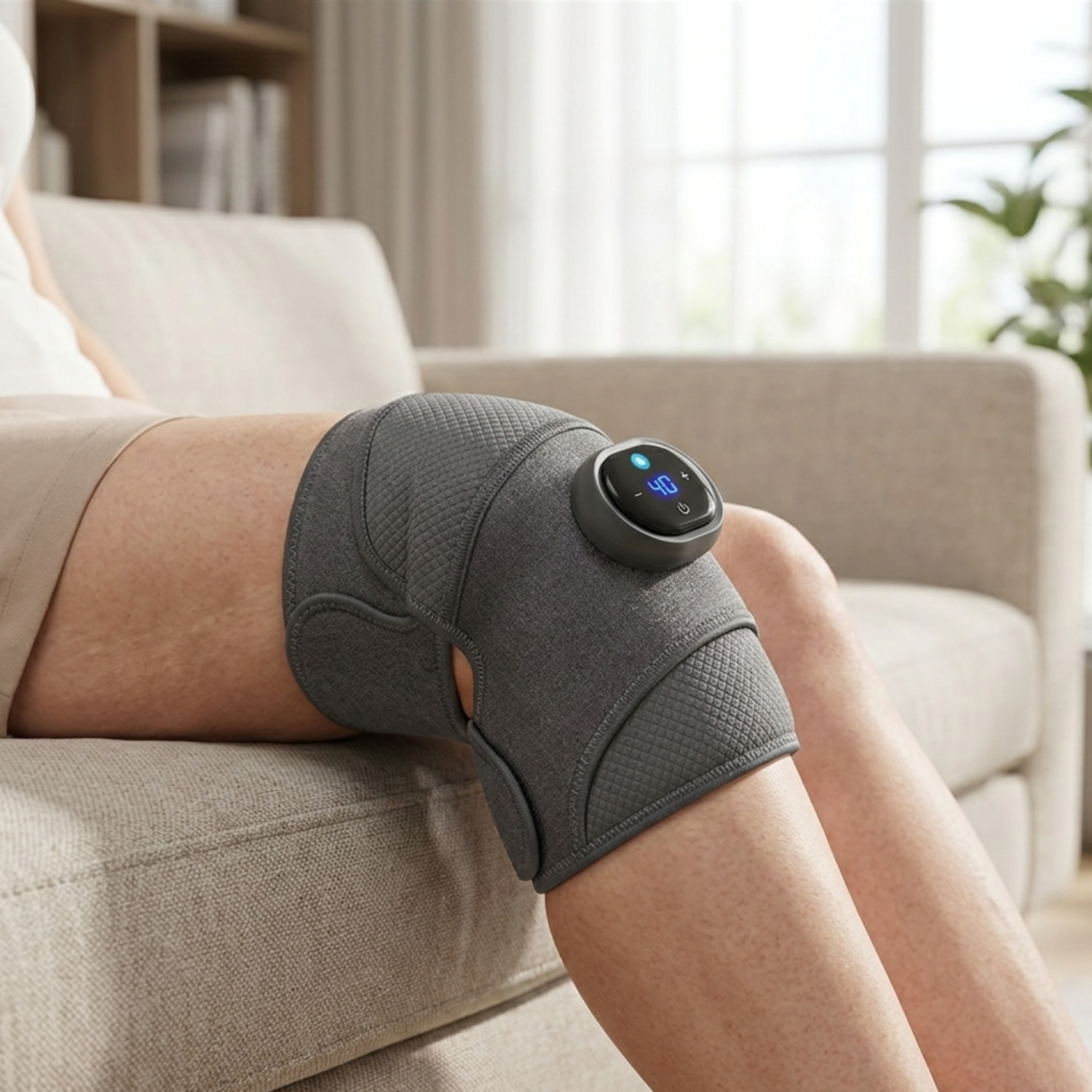 Unisex Soft Fabric Electric Knee Massager | Adjustable Heating Vibration Comfort Device 1
