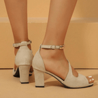 Womens Adjustable Leather Block Heel Sandals | Elegant Comfortable Summer Footwear 3