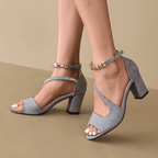 Womens Adjustable Leather Block Heel Sandals | Elegant Comfortable Summer Footwear 4