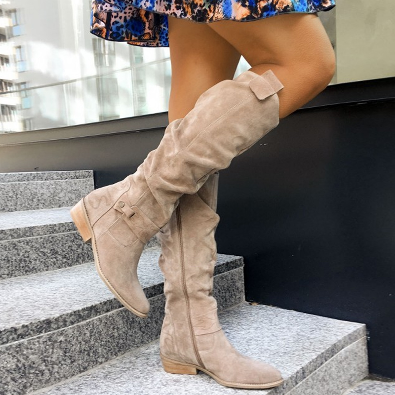 Womens Black Knee-High Slouch Boots | Stylish Casual Long Footwear 1