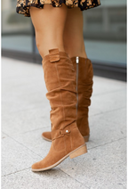 Womens Black Knee-High Slouch Boots | Stylish Casual Long Footwear 4