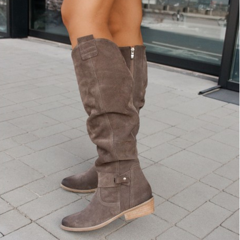 Womens Black Knee-High Slouch Boots | Stylish Casual Long Footwear 6