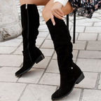 Womens Black Knee-High Slouch Boots | Stylish Casual Long Footwear 7