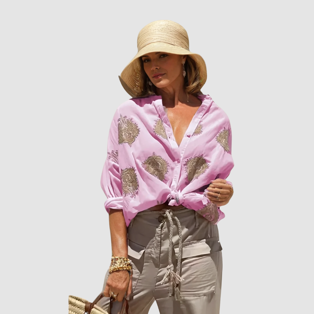 Women's Breathable Fabric Blouse | Flowy Fit Casual Top 2
